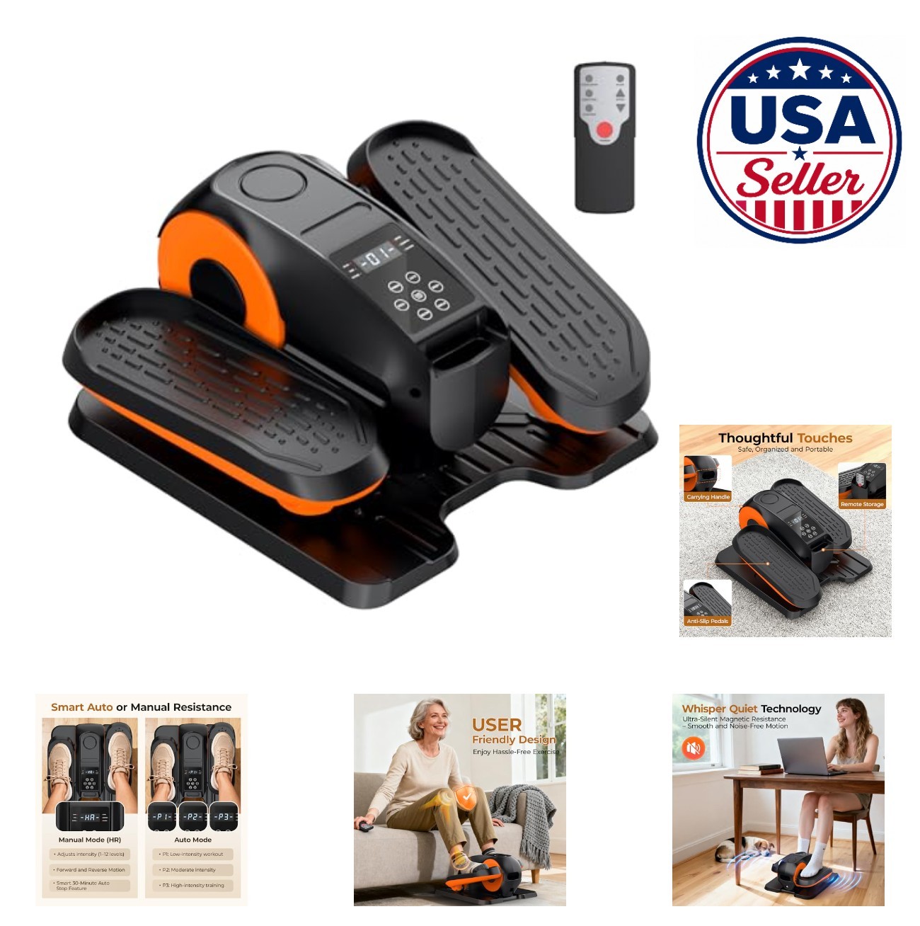 Under Desk Elliptical Machine Electric Pedal Exerciser 12 Speeds Remote Control