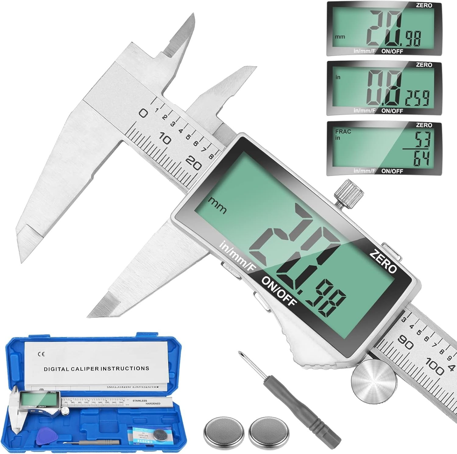6-Inch Caliper Tool with Extra Display & Easy Zero Setting for DIY Projects