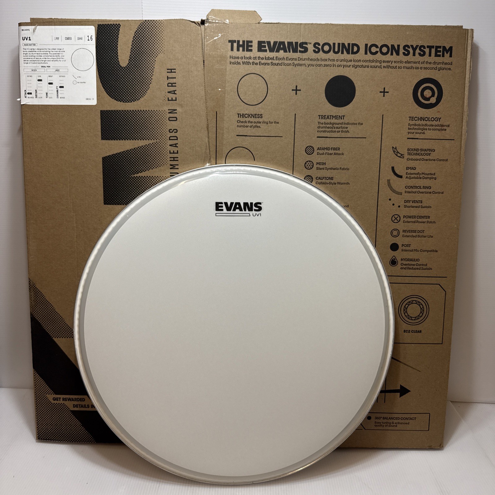 Evans UV1 Coated Bass Drumhead 16"