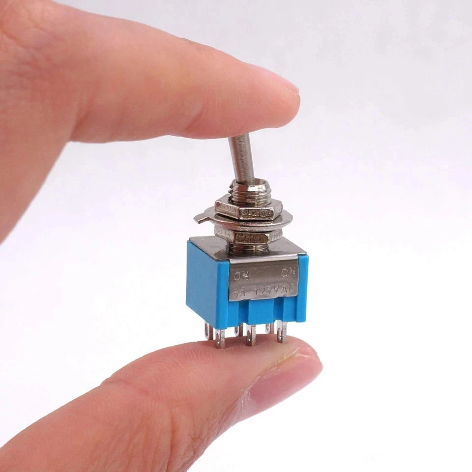 10Pcs DPDT Mini Toggle Switch 6-Pin 2 Position ON/ON Miniature Toggle Switches 6
