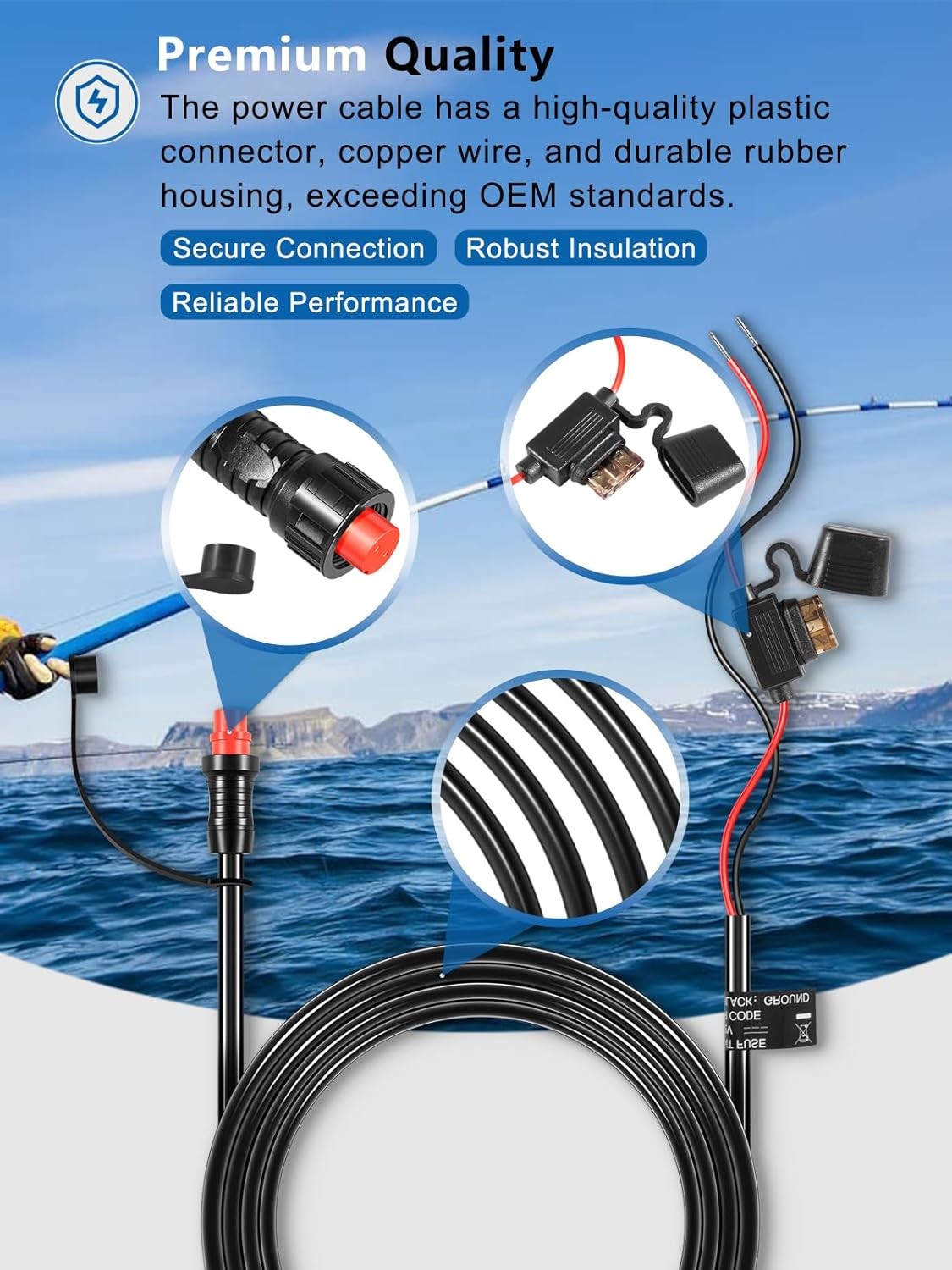 for Garmin 010-11425-01 Threaded Transducer Power Cable GLS 10 Sonar Module