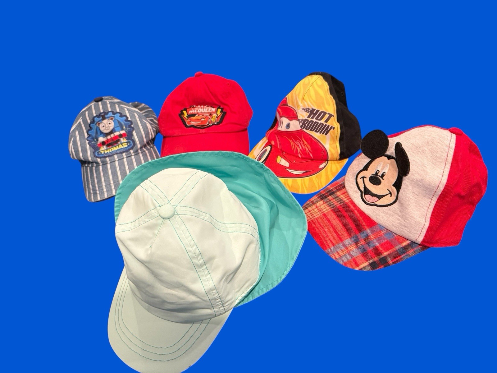 Boys Baseball Hats Caps McQueen, Mickey, Thomas Train, Sun Hat ~ Lot Of 5
