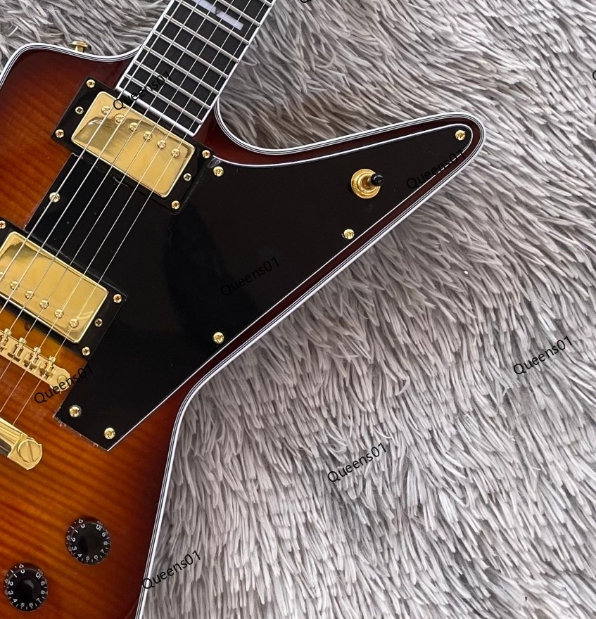 Factory Vintage Sunburst Electric Guitar Flamed Top Mahogany Body Gold Hardware