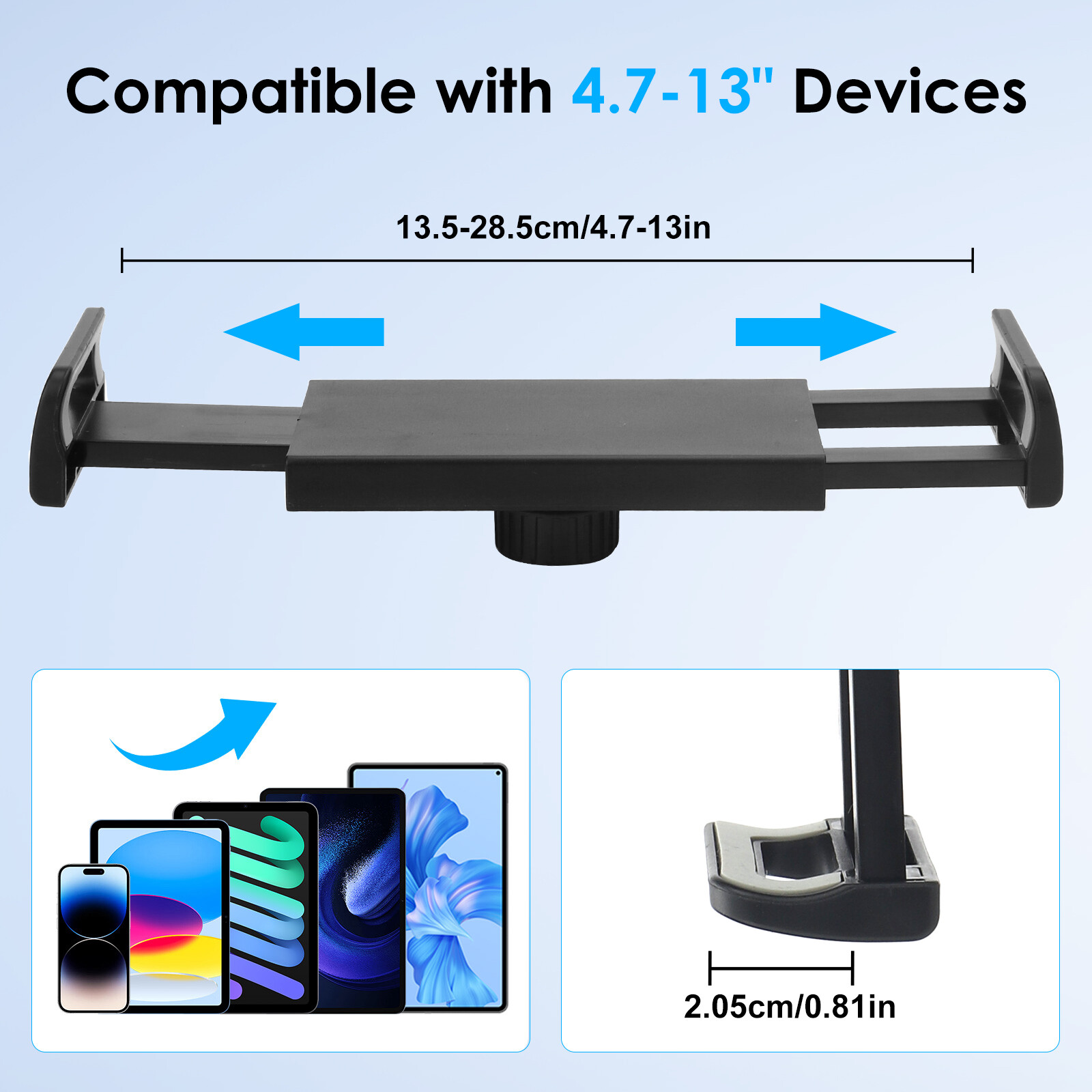 Tablet Wall Mount 360° Rotating Foldable Phone Holder for 4.7-13" iPad iPhone