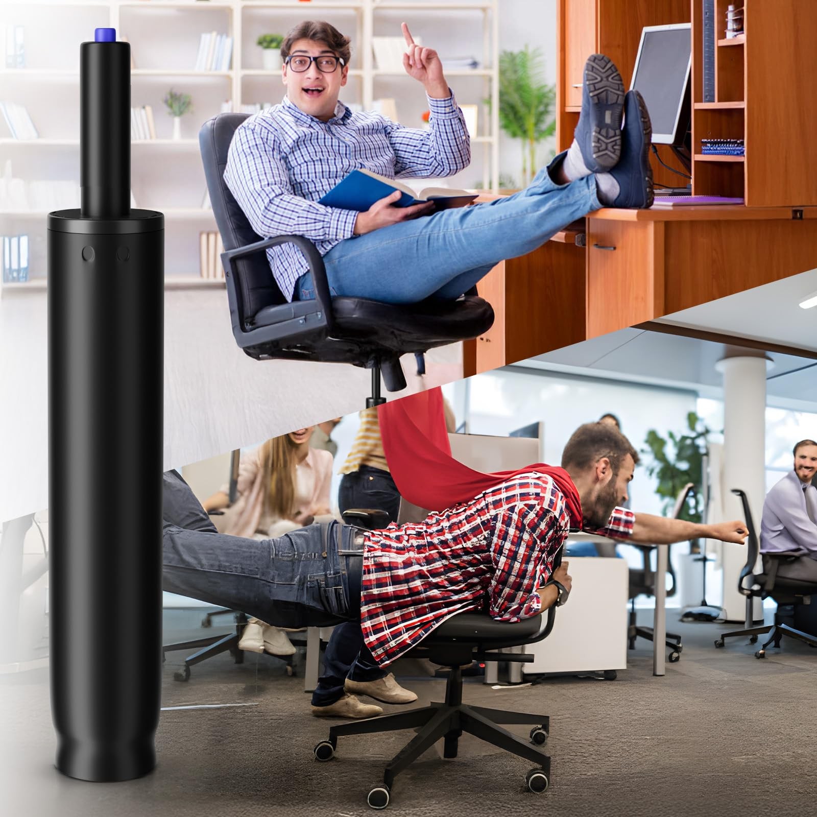 Sytopia 11.5 Inch to 17.5 Office Chair Cylinder 6'' Travel Length, Black
