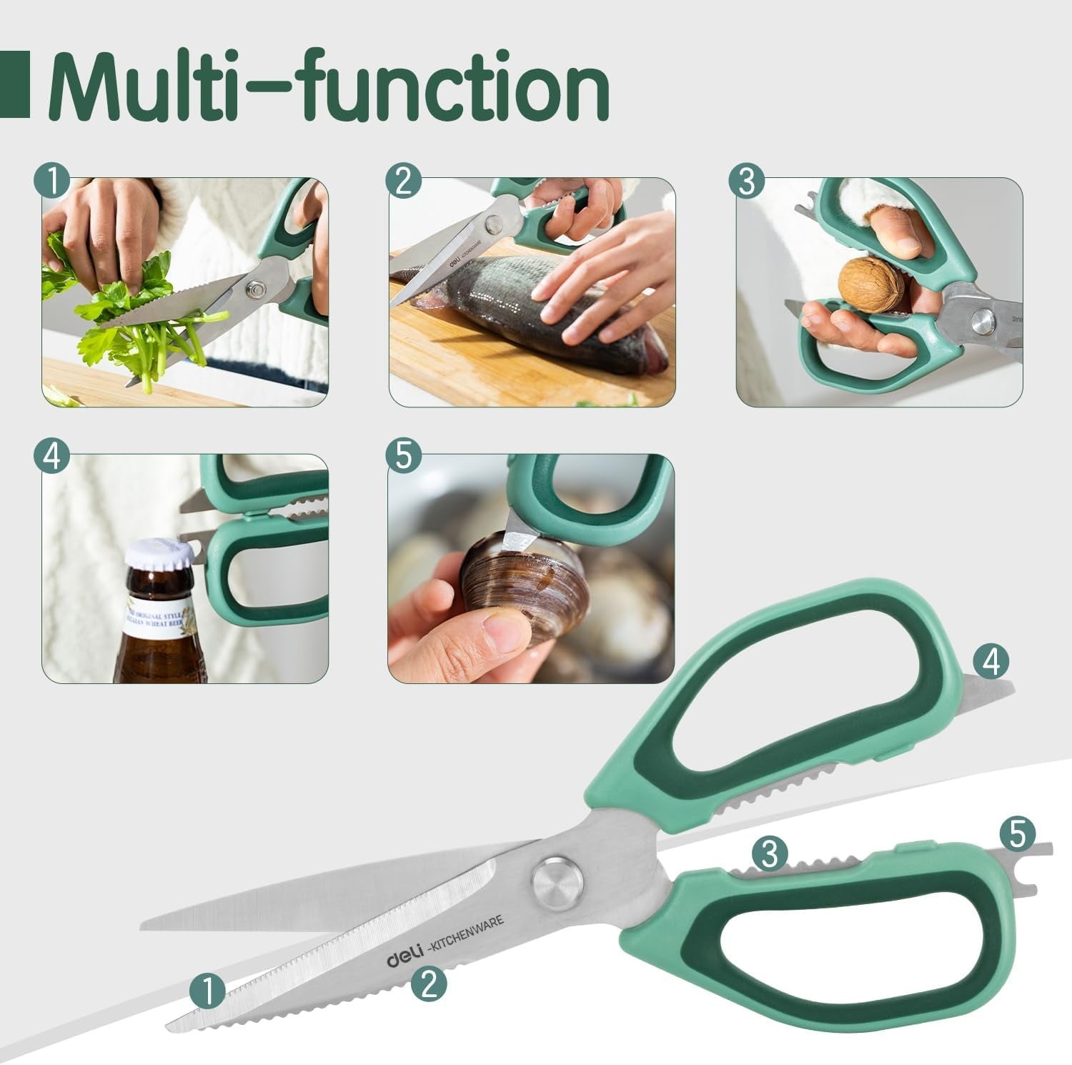 Deli 2 Pack Kitchen Scissor 5 in 1