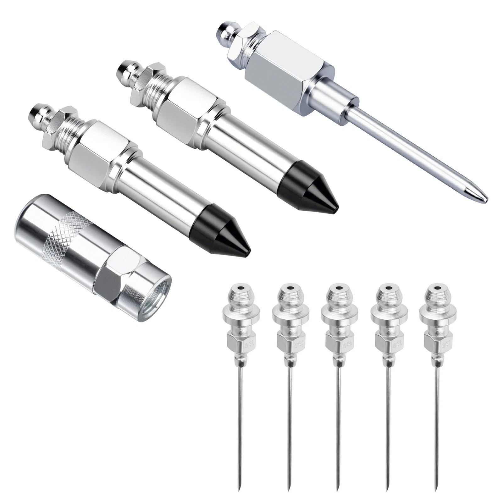 9Pcs High Quality Grease Gun Needle Nozzle Kit with Adapter Fitting Accessory