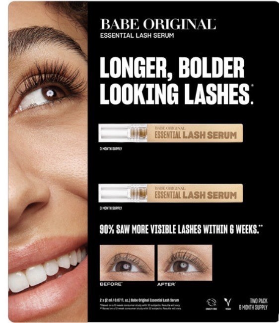 Babeoriginal Essential Lash Serum, 0.07 fl oz, 2-pack 6 Months Supply NEW