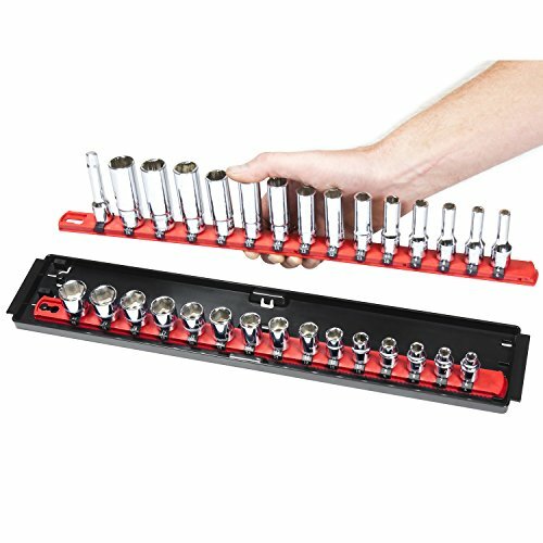Ernest 8454 Socket Boss, 2 Rail Socket Tray, Red - 1/2" Drive