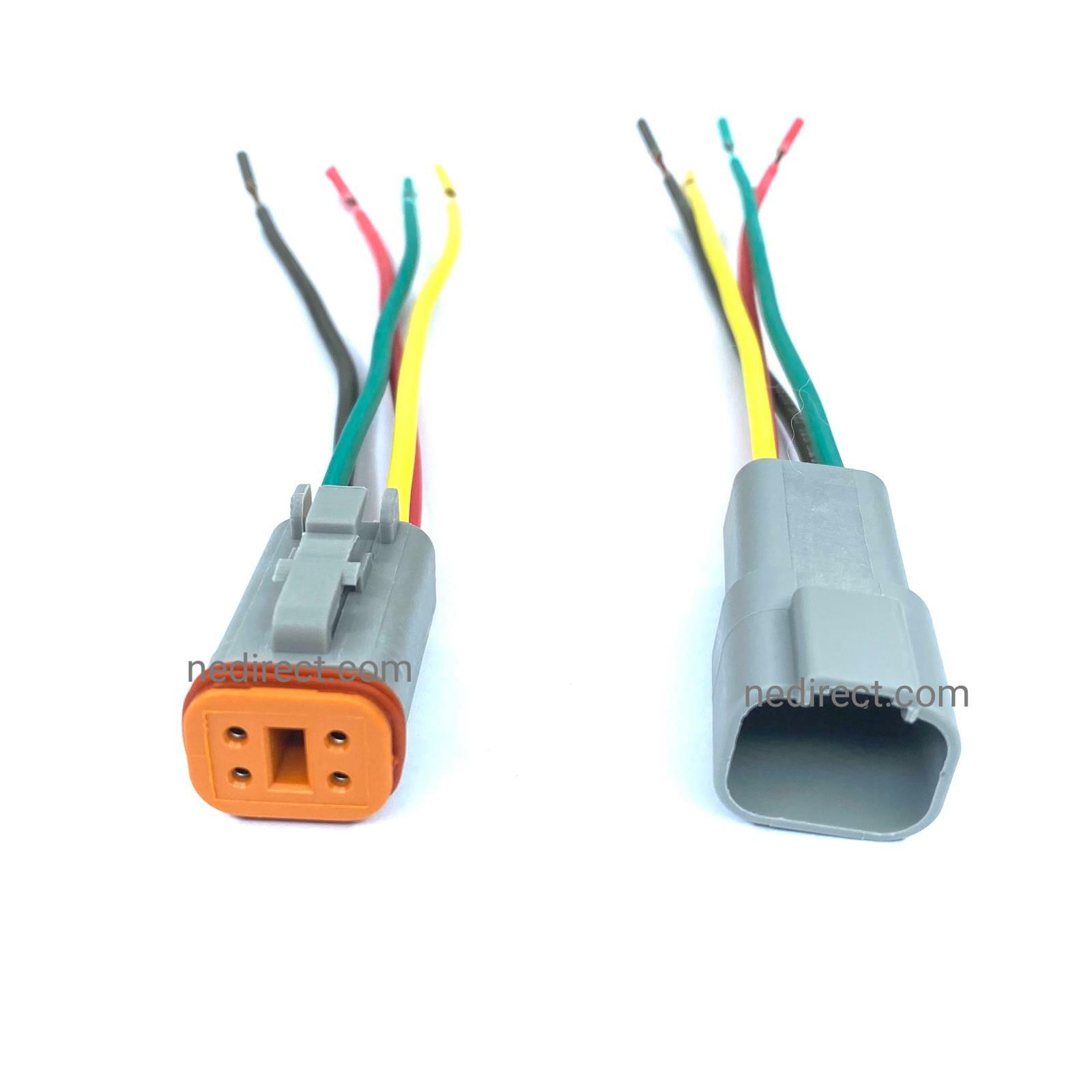 14 AWG Assembled Deutsch 4 Pin waterproof connector 6" wire for Engine Gearbox