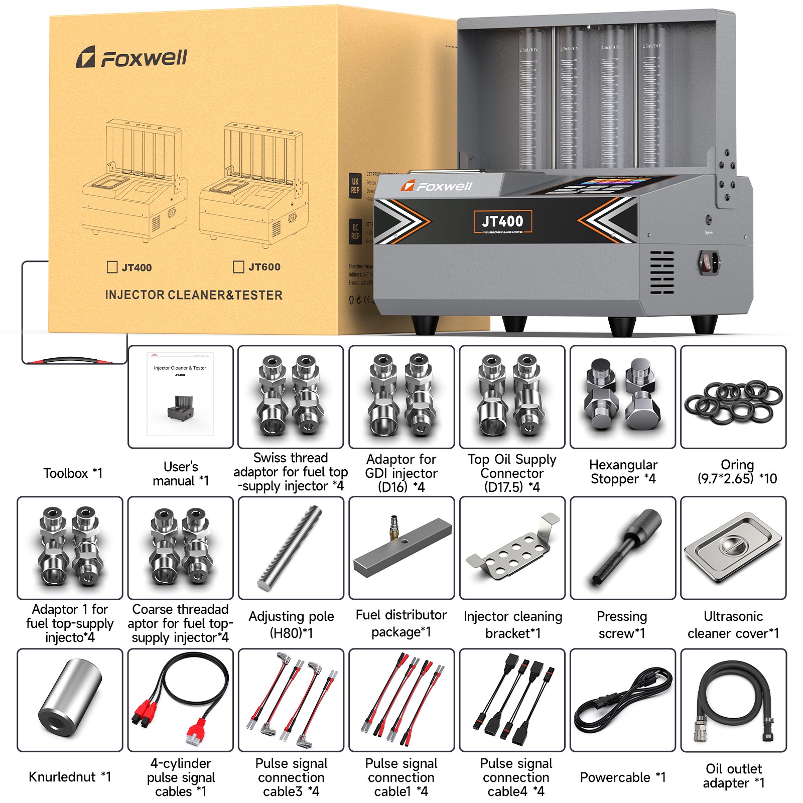 FOXWELL JT400 Universal Fuel Injector Cleaner Ultrasonic Cleaning Machine Tool