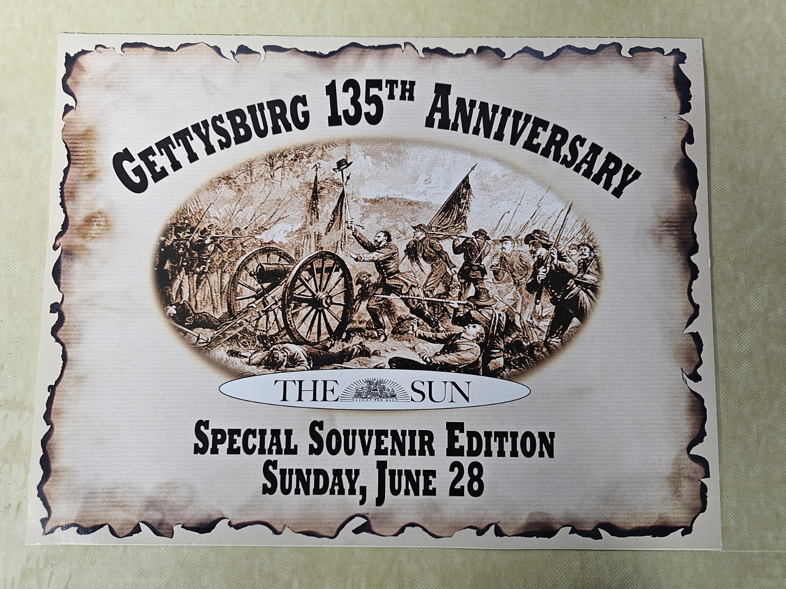 THE SUN Gettysburg 135th Anniversary Promo Insert