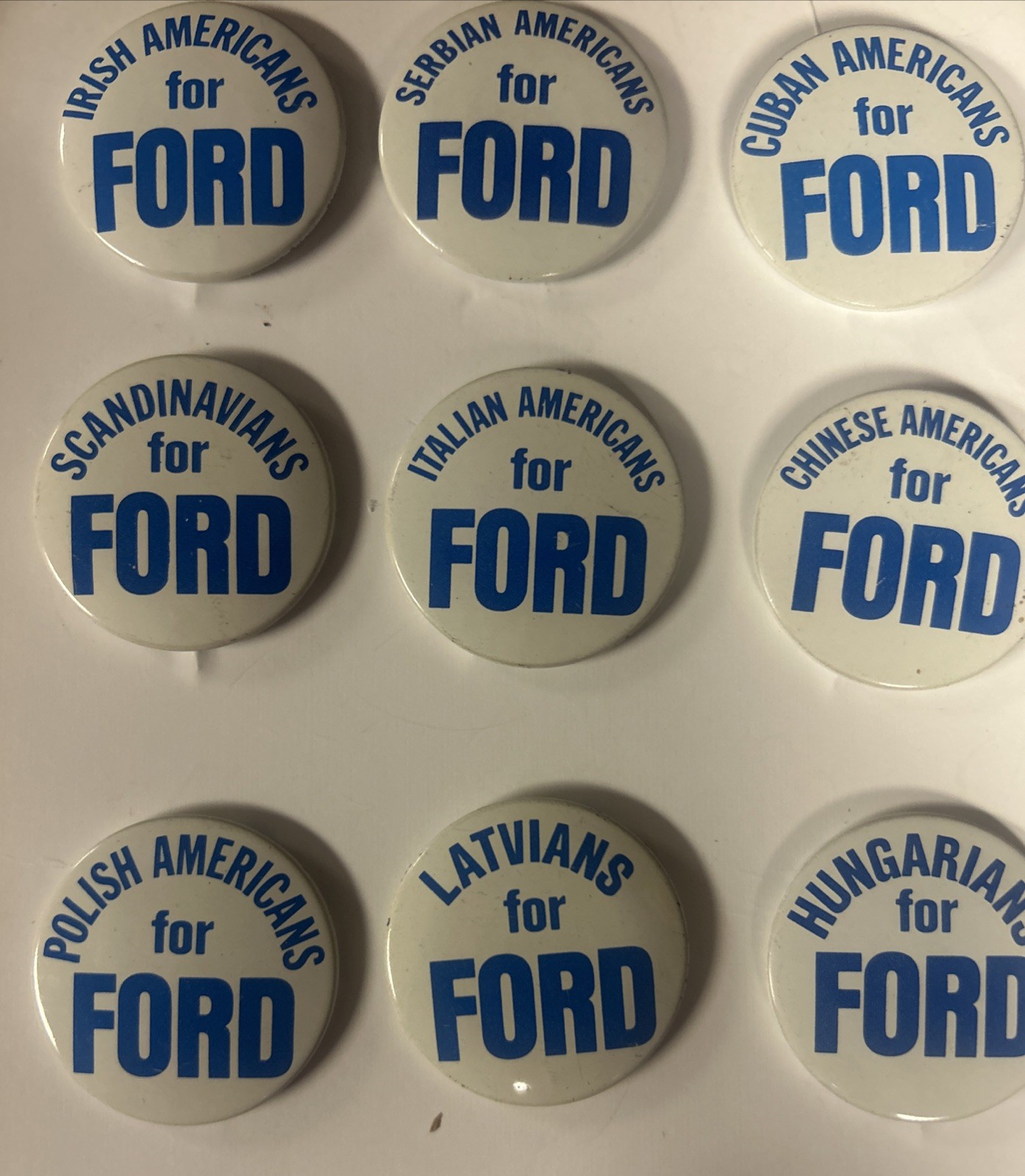 Lot of 9 Ethnic for Ford pinback button pin