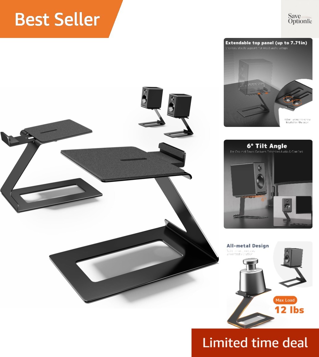 Desk Speaker Stands,Desktop Speaker Stands for Most Small & Medium Bookshelf ...