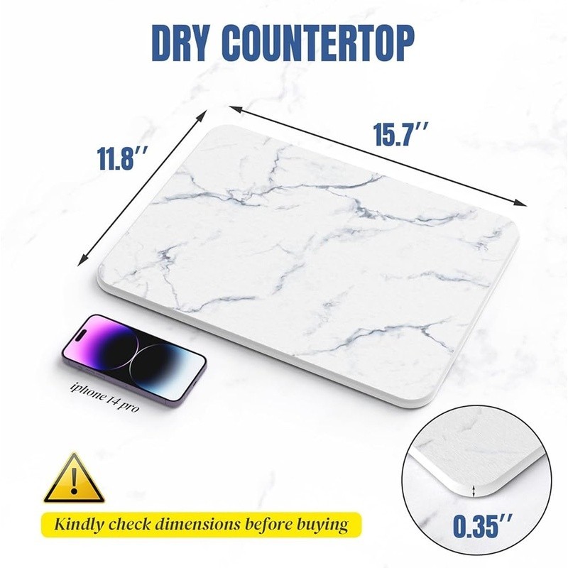 Diatomaceous Dish Drying Mat Fast Absorb Natural Non Toxic Easy Clean Multi Use