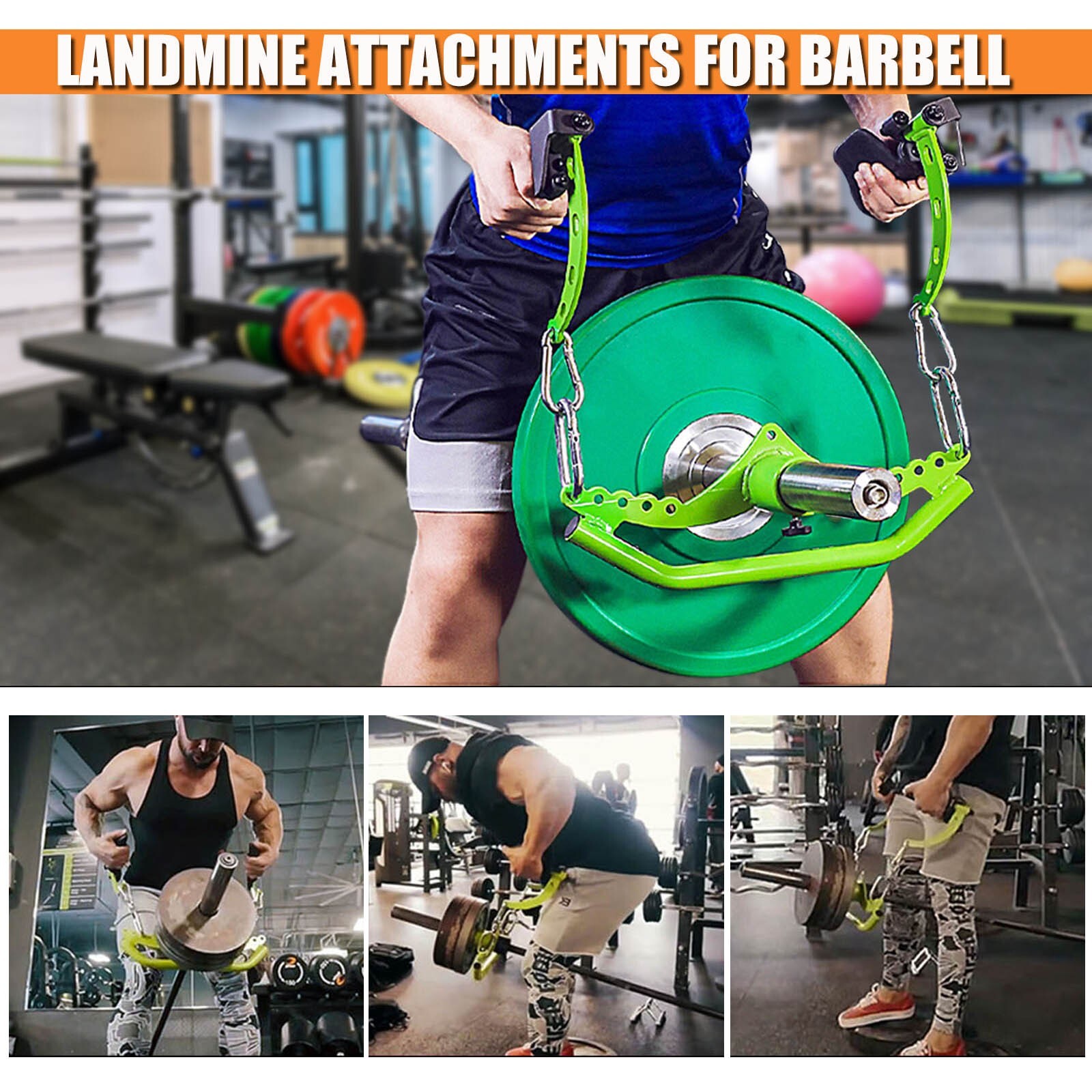 5Pcs Set Green Adjustable Lat Pull down Bar Cable Machine Attachments for Gym