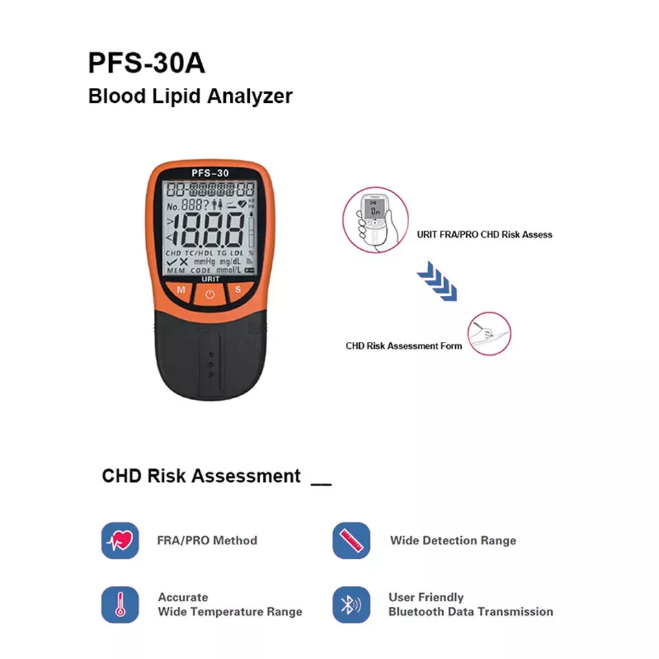 URIT 5-in-1 Lipid Meter Cholesterol Triglyceride Analyzer with 20 Test Strips