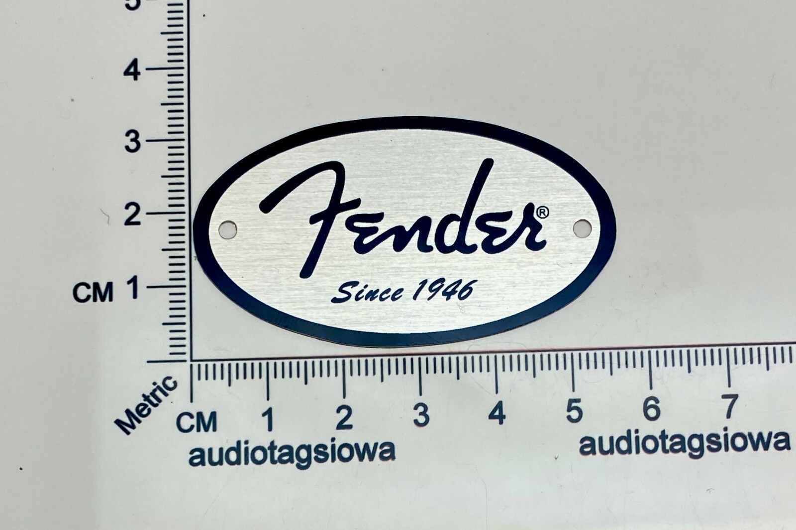 Fender Spaghetti Logo for  Interior Case Badge Custom Made Silver Aluminum 1946