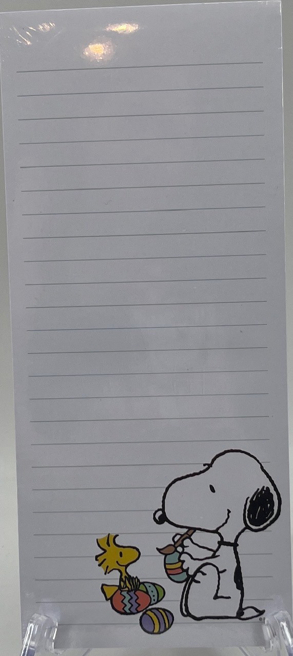 Peanuts -Snoopy & Woodstock Easter Shopping List-Note Pad - Painting Easter Eggs