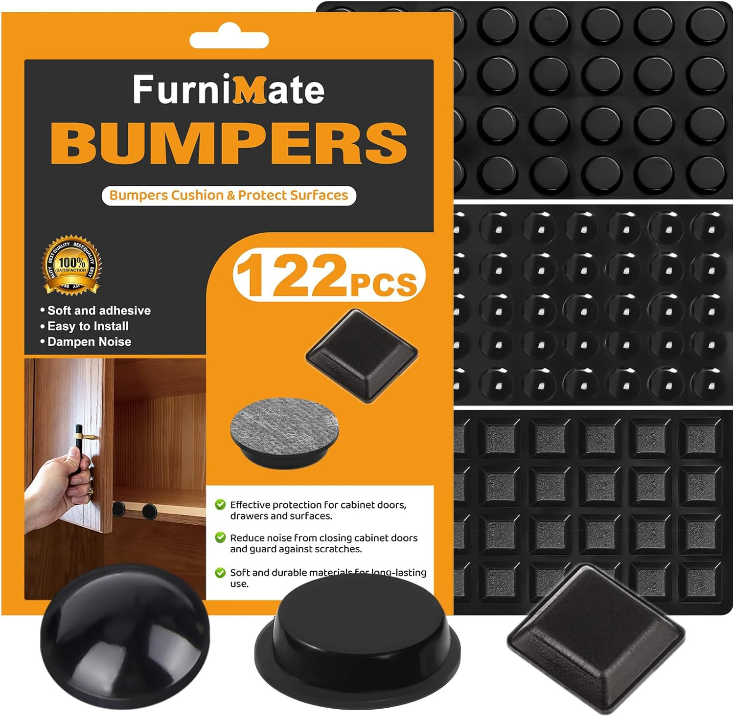 Adhesive Rubber Feet 122PCS - Black Bumpers Self-Stick Small Sticky Pads for Ele