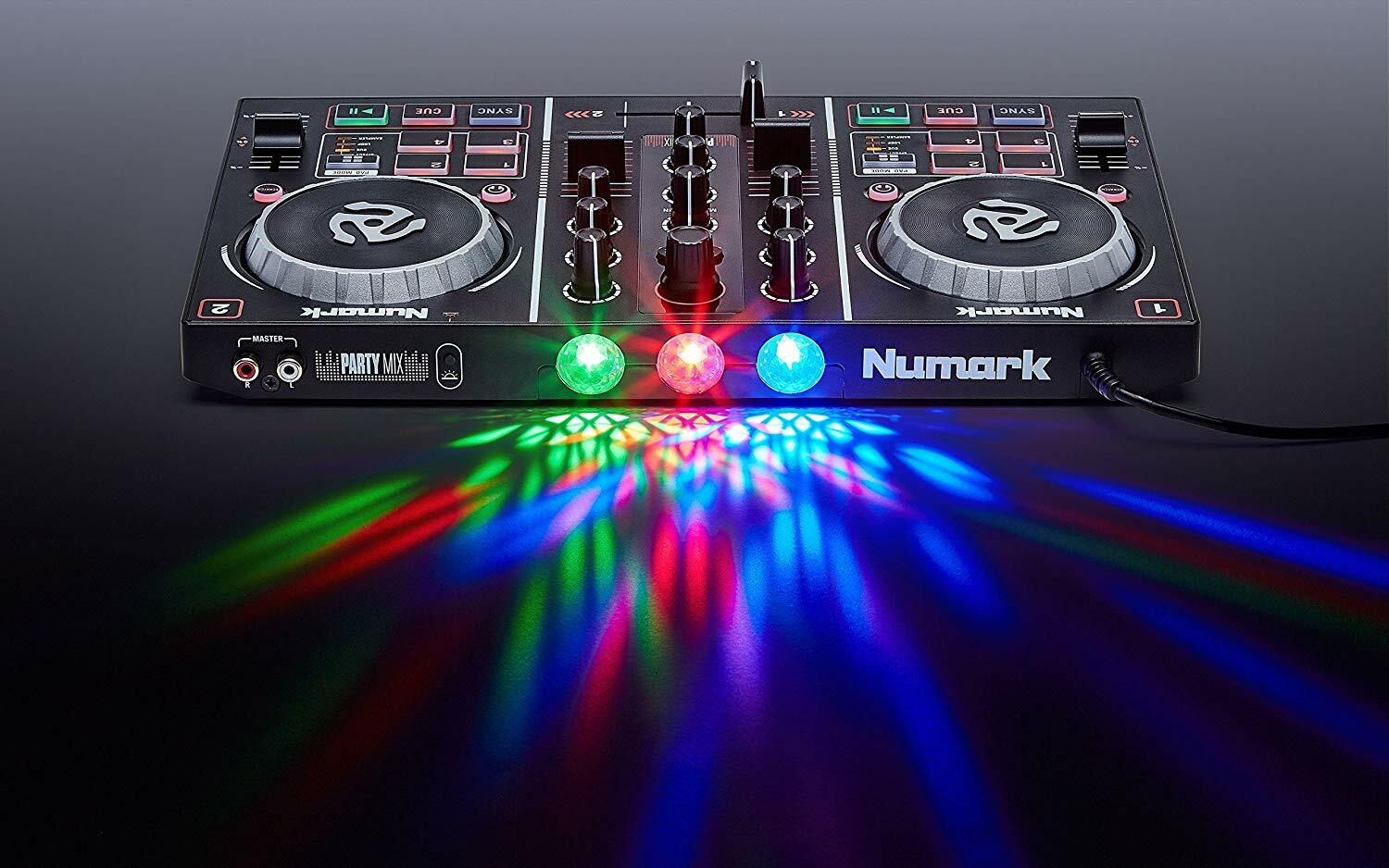 Numark Black mirror ball with 2 deck DJ controller Add Virtual DJ LE Software