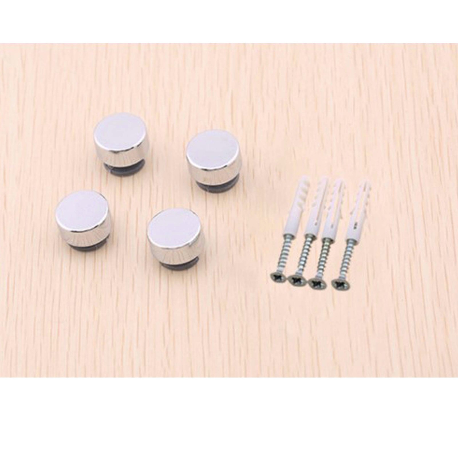 Round Chrome Mirror Clip - Set of 4