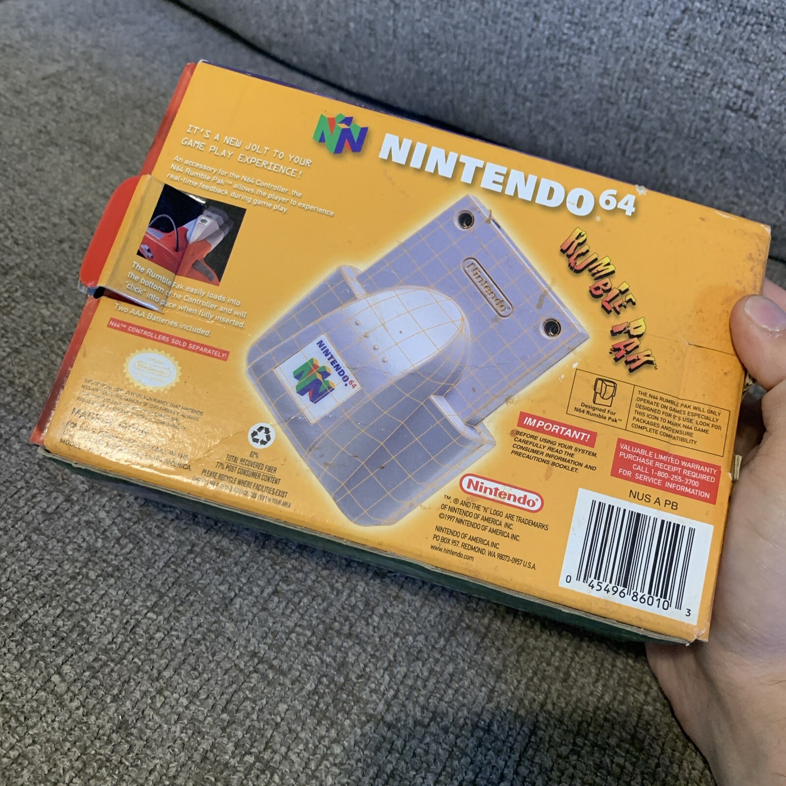 Nintendo 64 N64 Rumble Pak (1997) BOX ONLY! NO INSERTS READ!