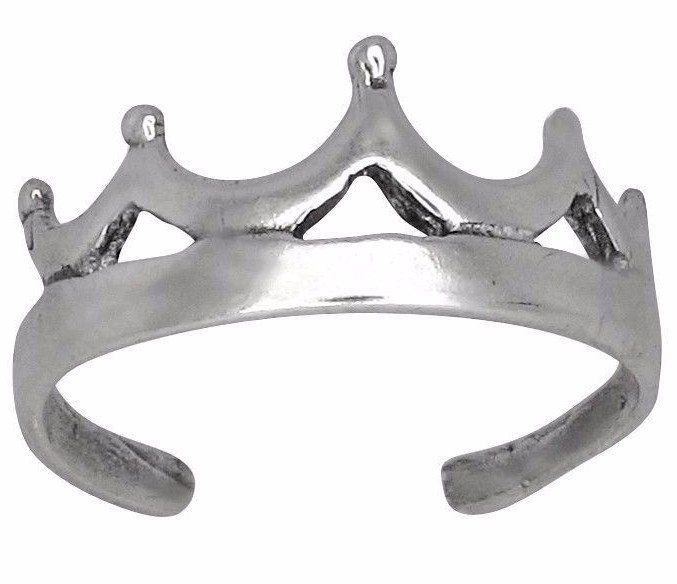 Sterling Silver .925 Crown, Royal Toe Ring adjustable size | Made In USA