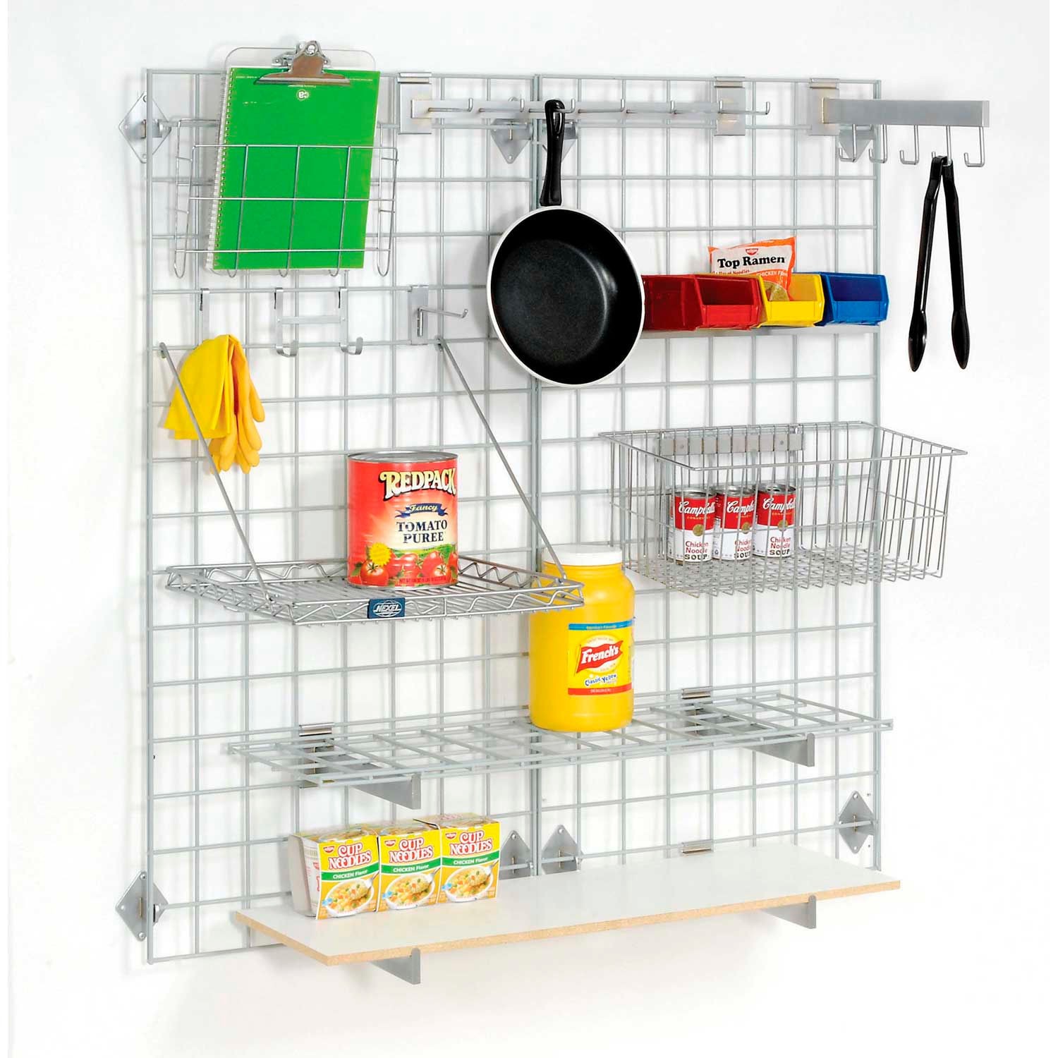 Global Industrial Wire Grid Panel With Wall Mount Hook Gray Epoxy 48"W x 48"D