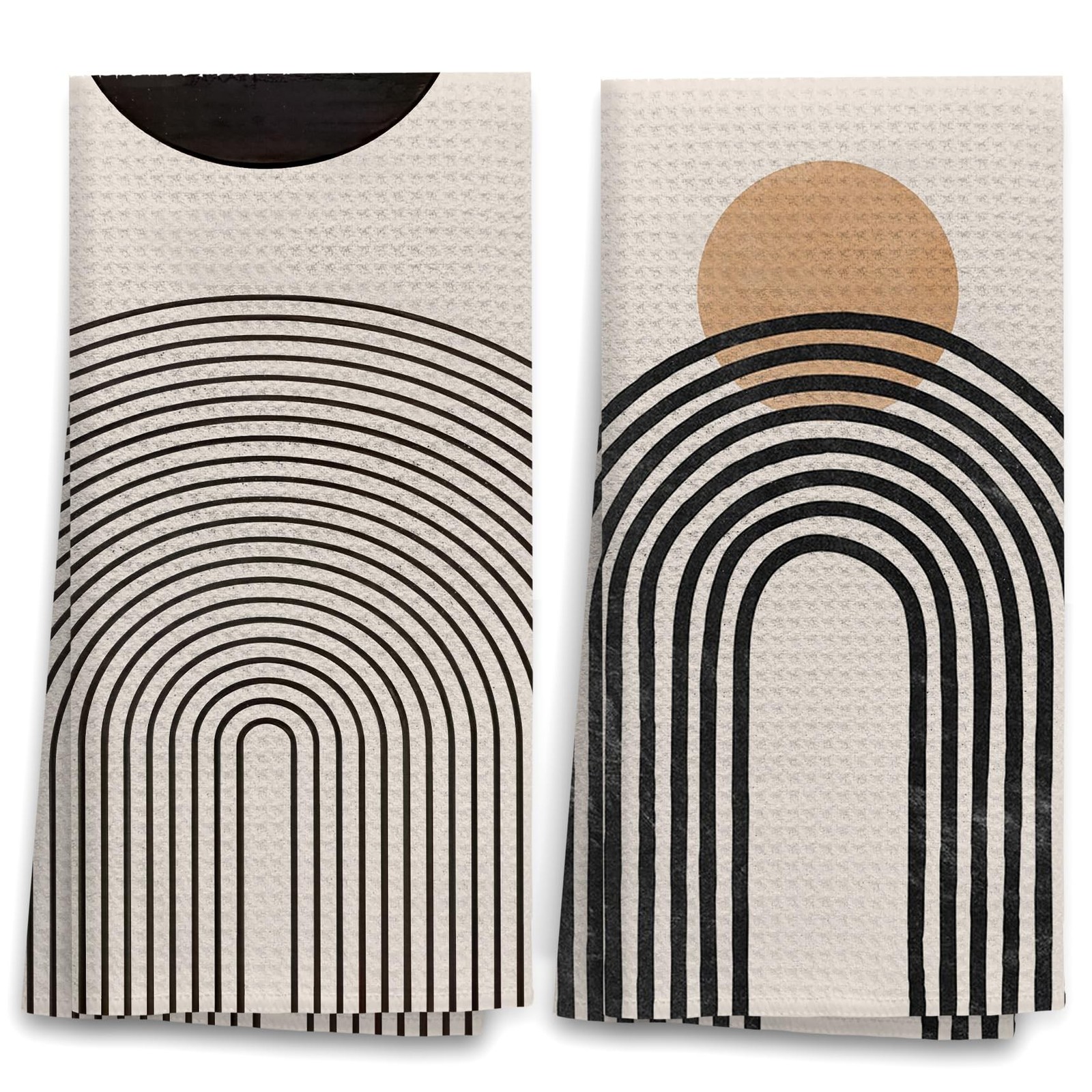 OHSUL Boho Kitchen Towel Set of 2, Mid Century Modern Hand Towel Tea Towels f...