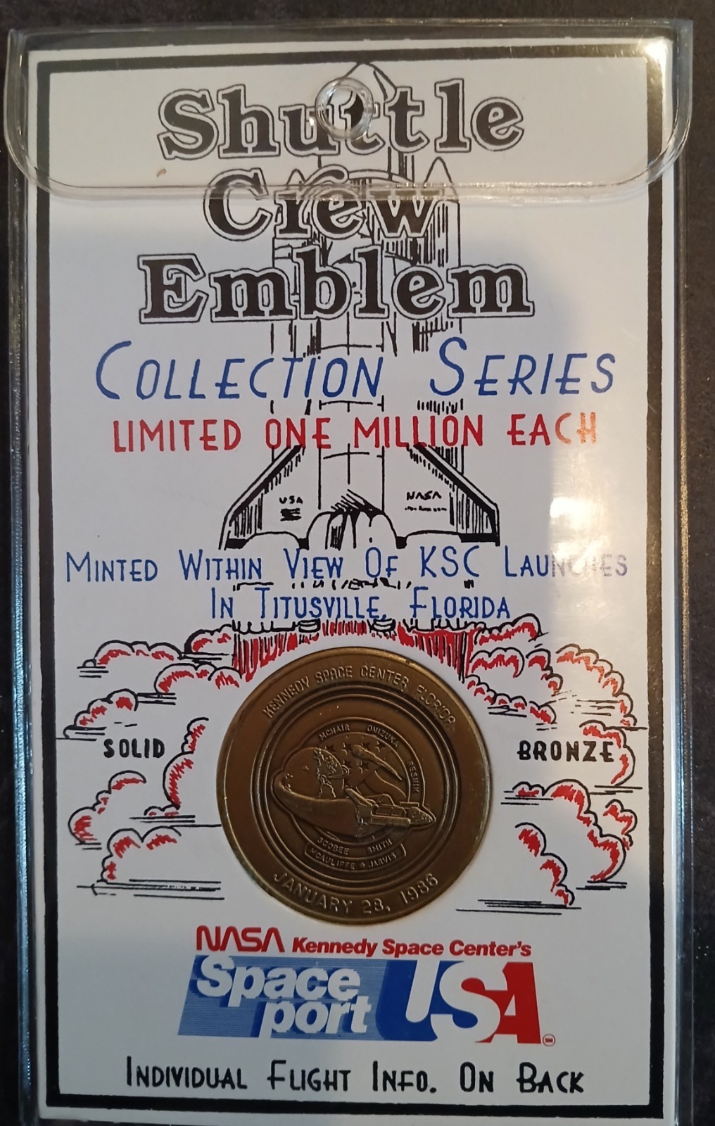 ILL-FATED MISSION SPACE SHUTTLE MEDAL CREW EMBLEM 51L CHALLENGER JAN 28TH 1986