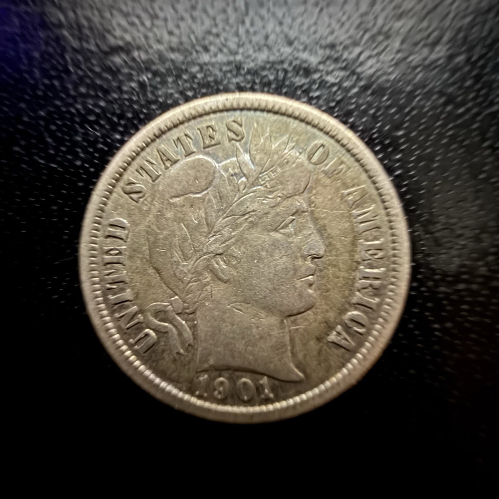 1901 Philadelphia Mint Silver Barber Dime Toner