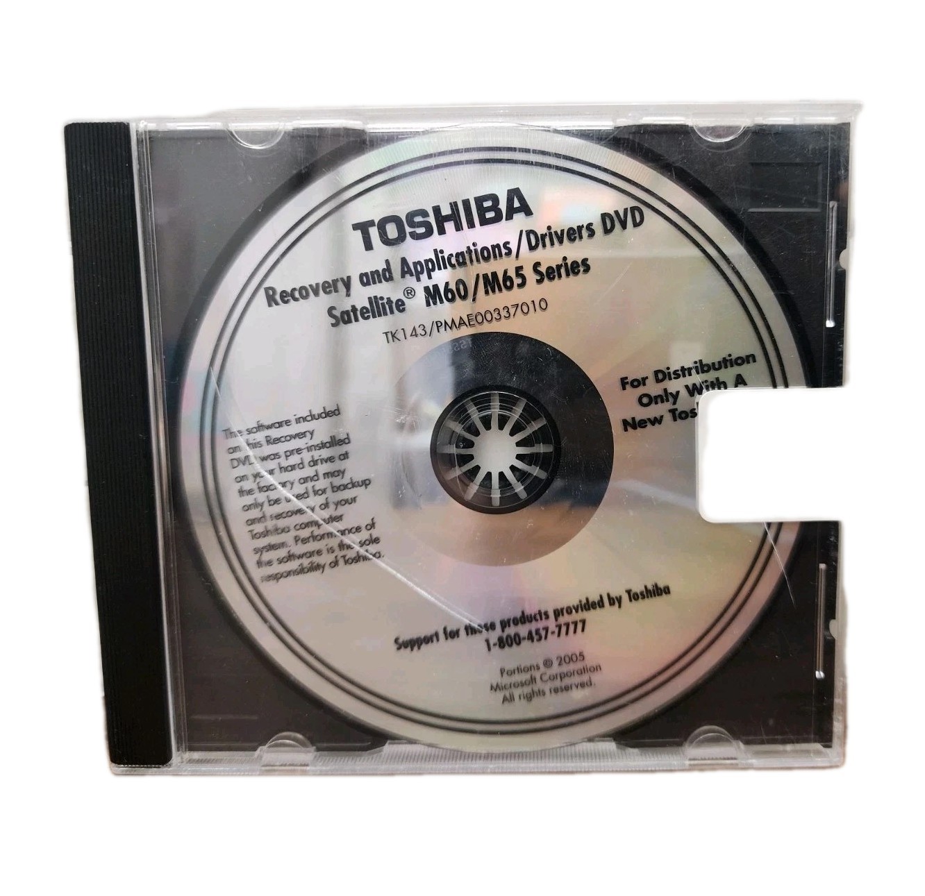 Toshiba Recovery & Applications Drivers DVD Satellite M60 / M65 Series NEW