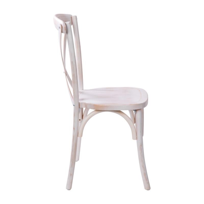 10 PACK Cross Back Lime Wash Wood Restaurant Dining Chair - FREE SEAT CUSHIONS