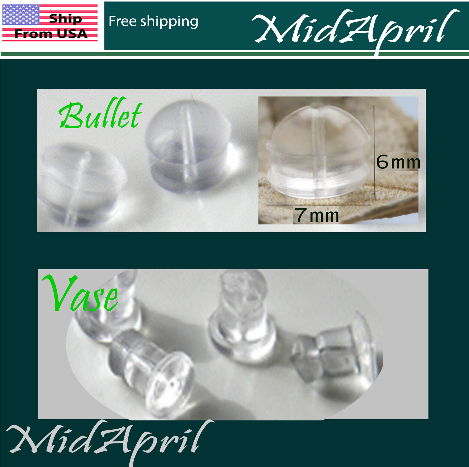 Earring Back Stopper Silicone Rubber US seller  shape various