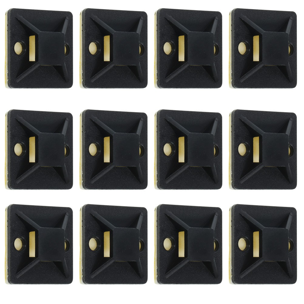 100Pcs Black Cable Tie Mount Adhesive Bases for Wire Tie Downs Durable