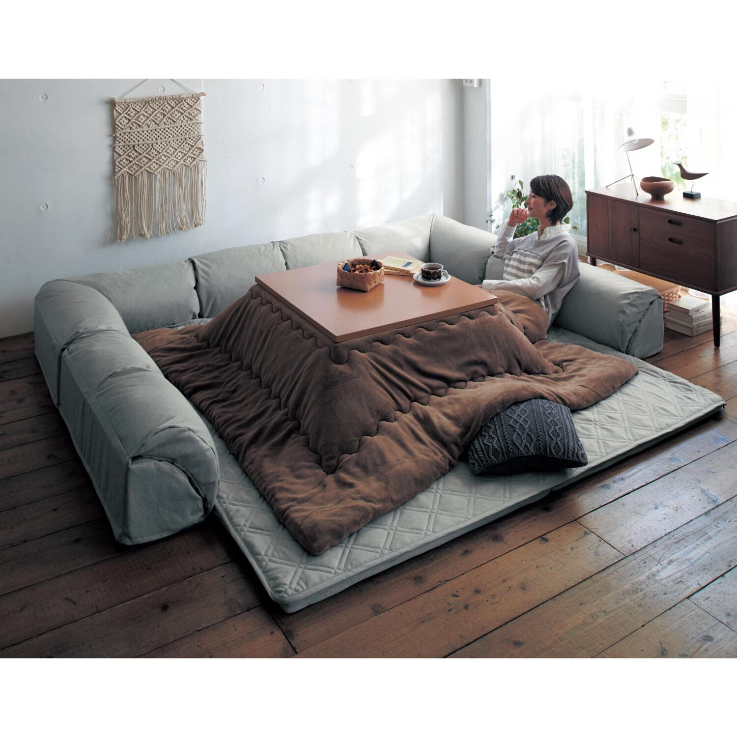 The double corner kotatsu Corner cushion rug C shaped 192.5x167.5 240x215cm