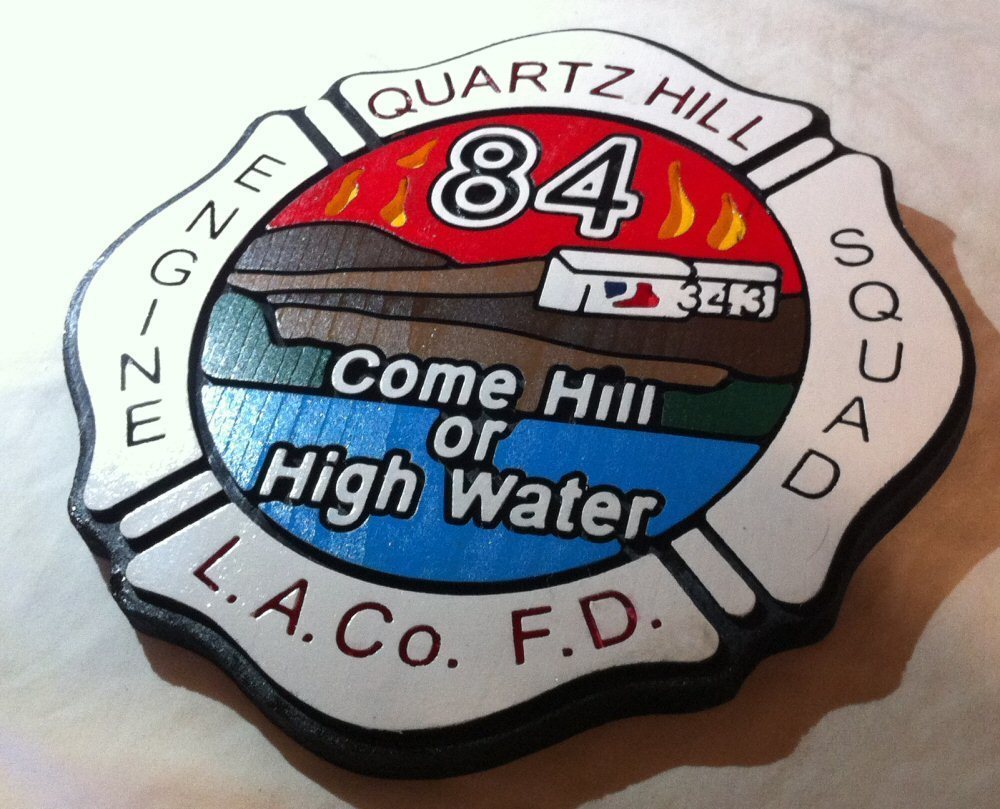 Fire Department Quartz Hill  3D routed sign award patch plaque Custom