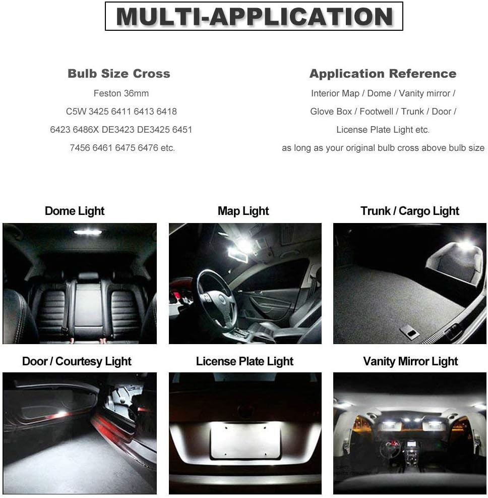 23x LED Car Interior Inside Light Dome Trunk Map License Plate Lamp Canbus Bulbs