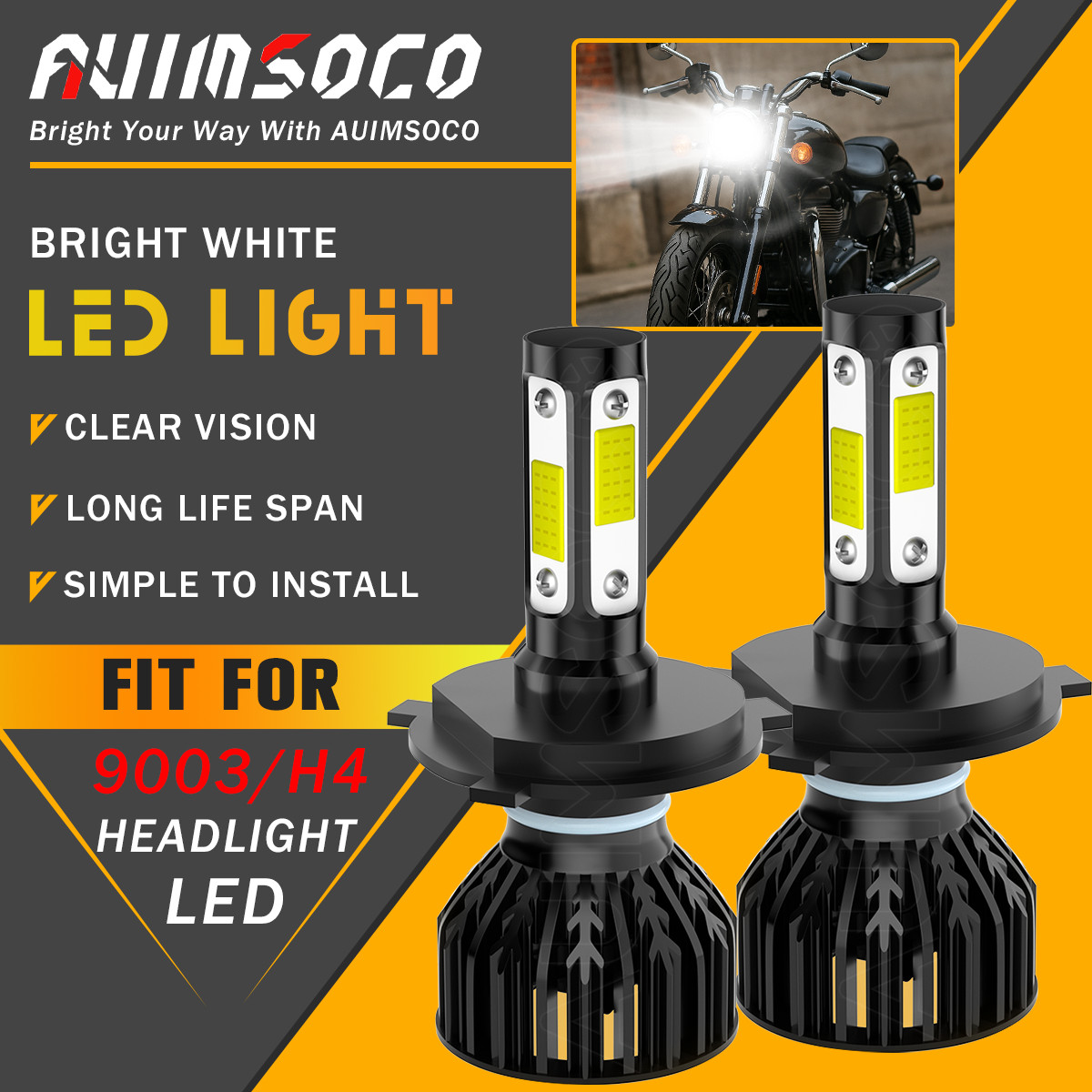 2X H4 HS1 LED Motorcycle Headlight Bulbs For Kawasaki KLR250 85-05 KLR650 87-07