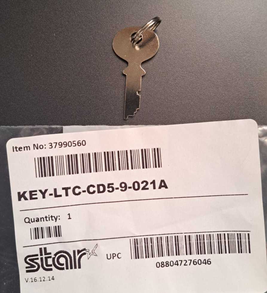 Star 021A Till Key LTC 37990560 for CD5 Max 1918 Locking POS Cash Drawer Cover