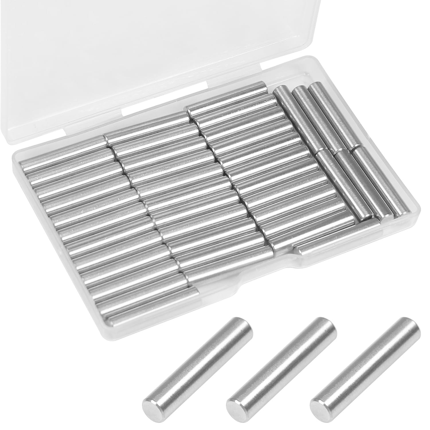 MroMax 50Pcs M5 x 25mm Dowel Pins (Approx 3/16" x 1") , 304 x 25mm, Silver
