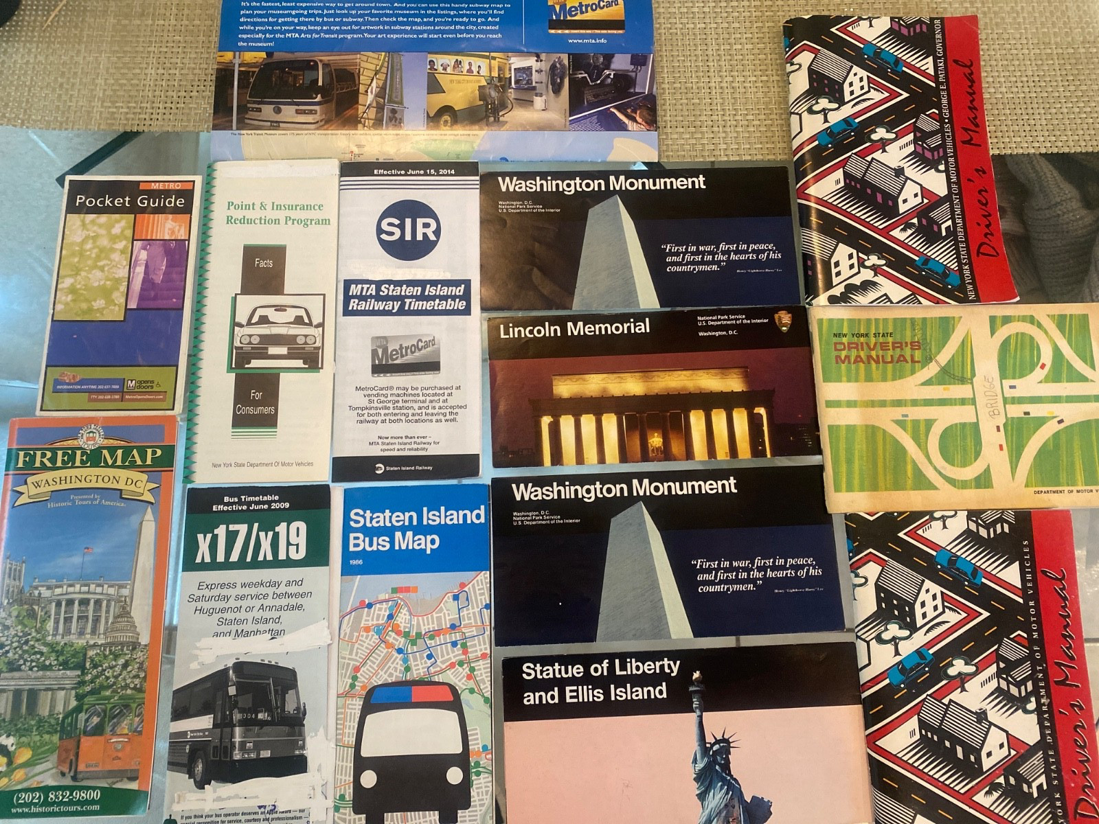 Lot Of 14 Vintage Maps/Pamphlets/Metrocard info Drivers Manuals 1970, 2001,2012