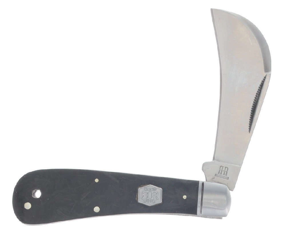 Hawkbill pocket knife Black Midnight Ice handles with Shield Rough Ryder