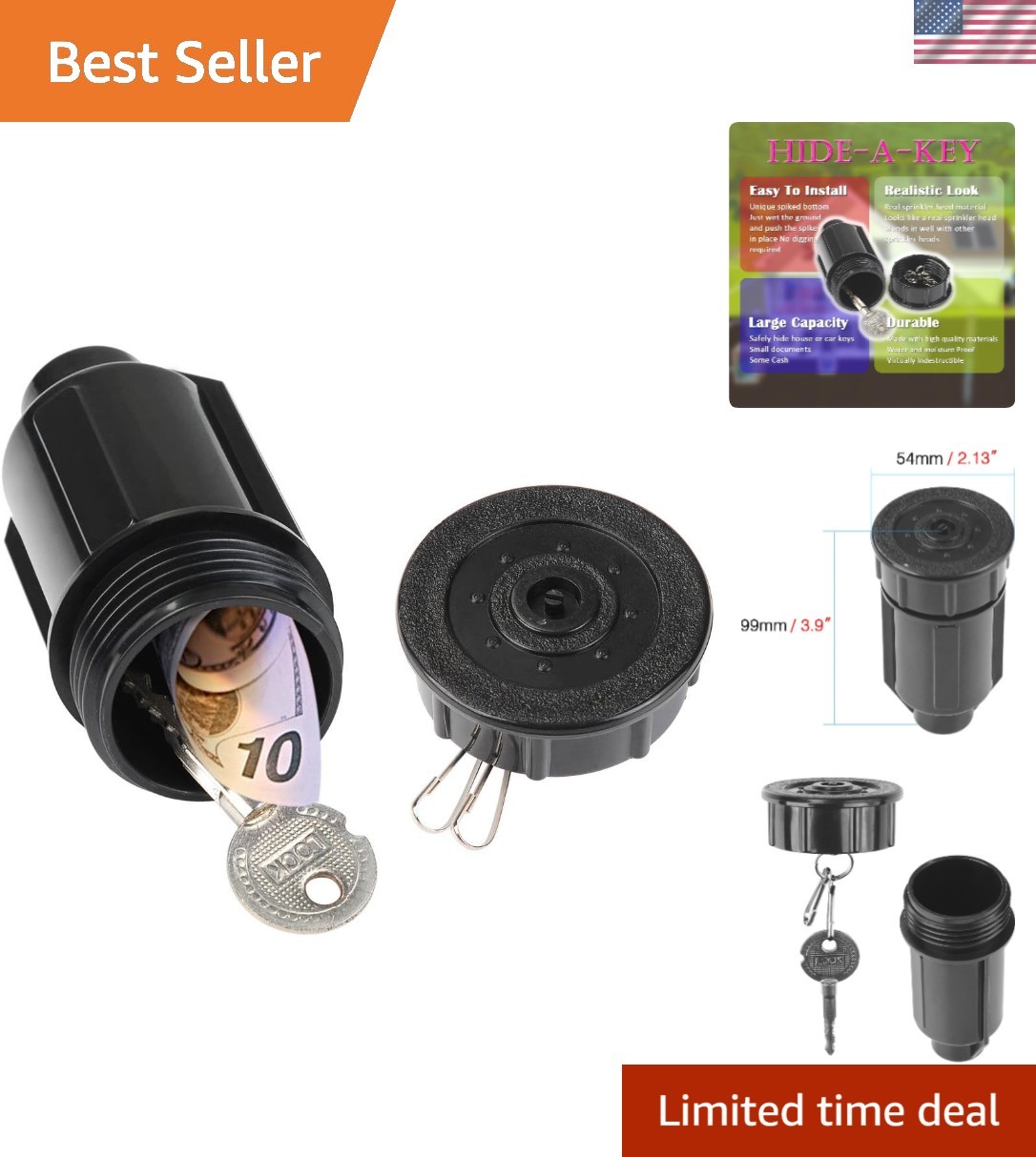 Blend-In Sprinkler Head Vault - Secure & Weather-Resistant Outdoor Key Hider
