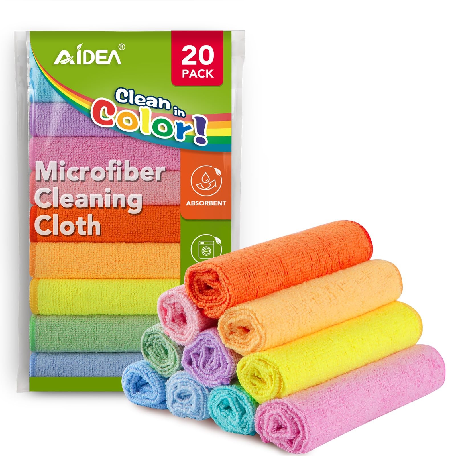 Microfiber Cleaning Cloths Home Kitchen Auto Detailing Wash Towels 20 Pack Rags