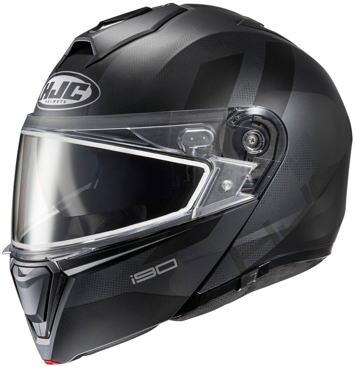 HJC i90 Syrex Modular Snowmobile Helmet Gray Black MD Medium I-90 SunScreen