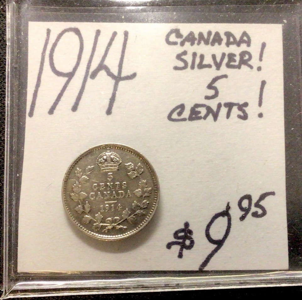 1914 Canada Silver! 5 Cents! ENN Coins