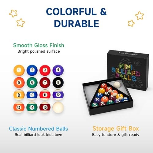 Mini Billiards Pool Ball Set, 1.5 Inch | Complete billiards ball set made for