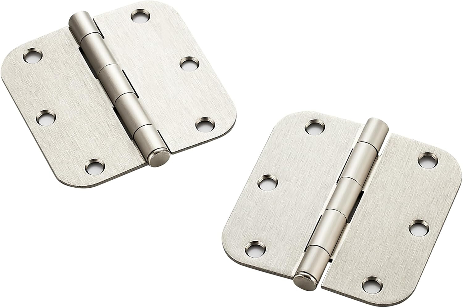 3 Pack Rounded Satin Nickel Door Hinges 3 ½"X 3 ½" Stainless Steel Hinges Flat I